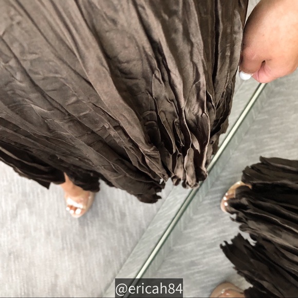 Express brown silk asymmetrical flowy midi dress - Picture 6 of 11